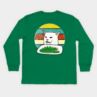 funny cat meme Kids Long Sleeve T-Shirt